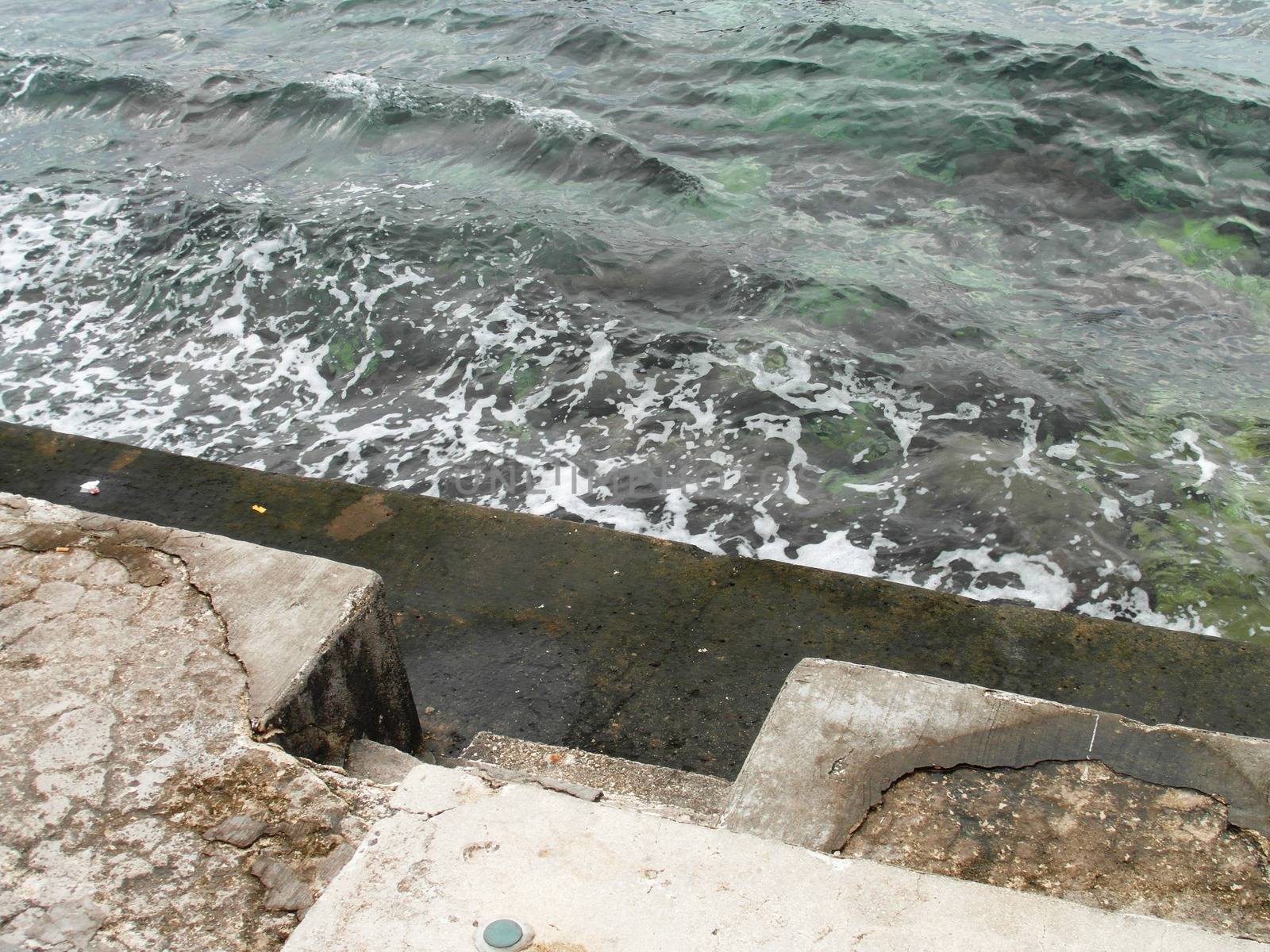 cliff under the water, port of Dubrovnik