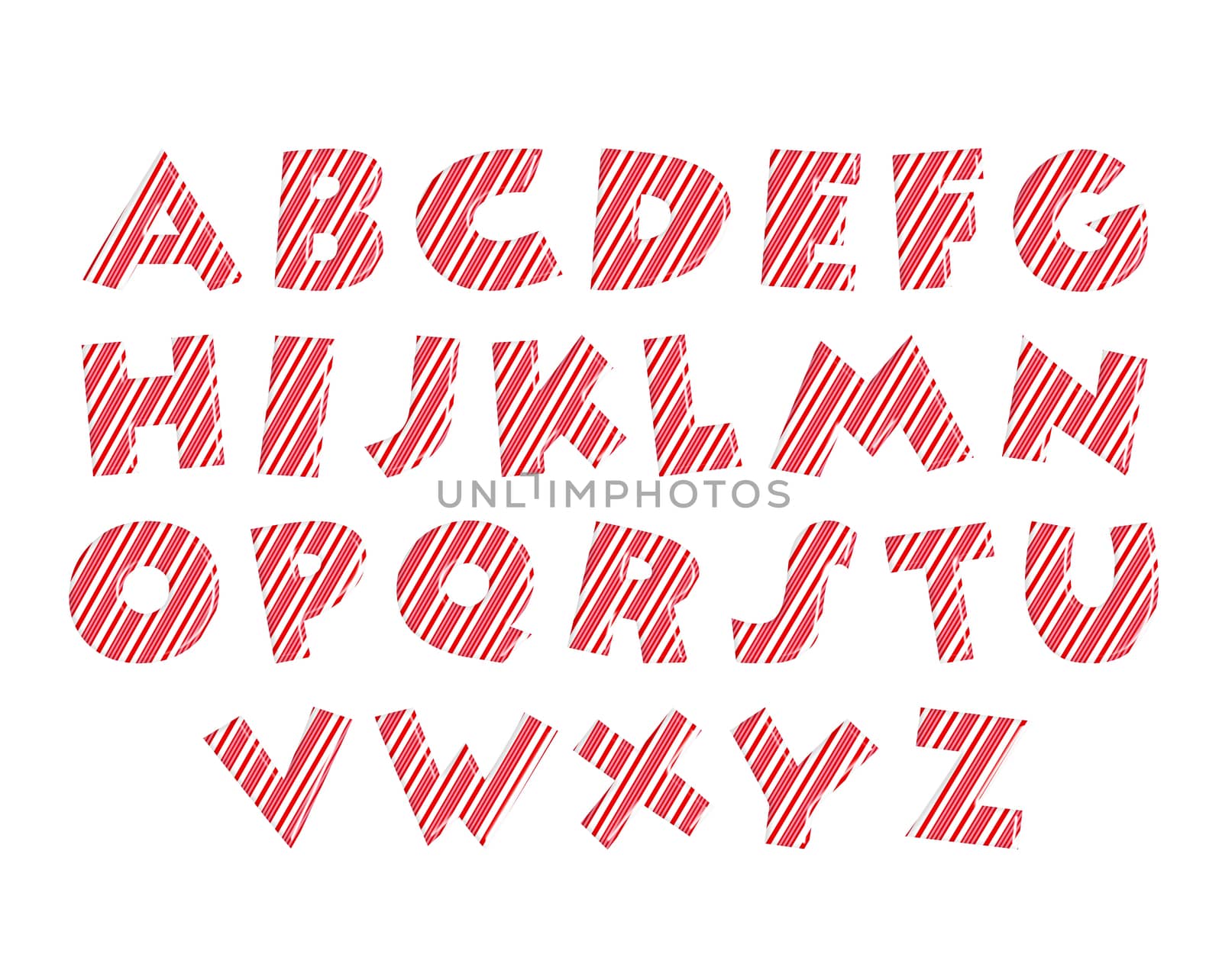 Candy cane alphabet font red white and pink colours