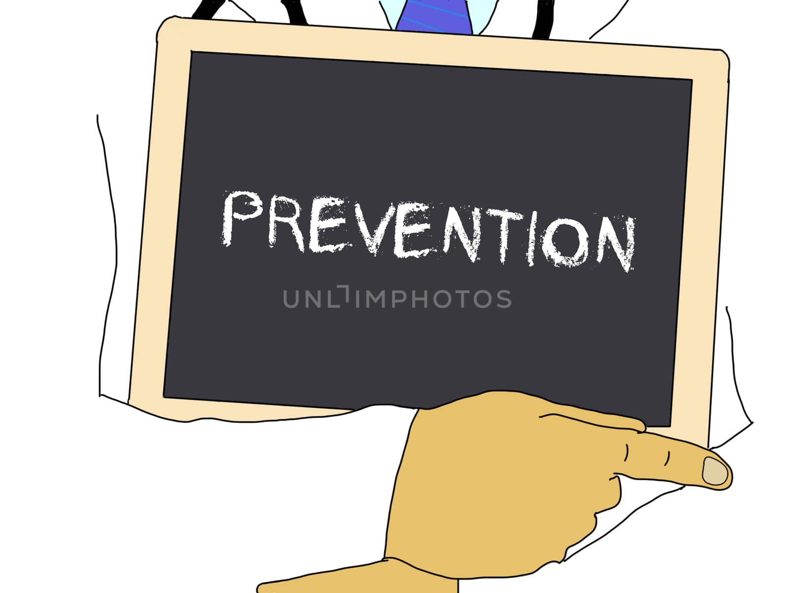 Illustration: Doctor shows information: prevention