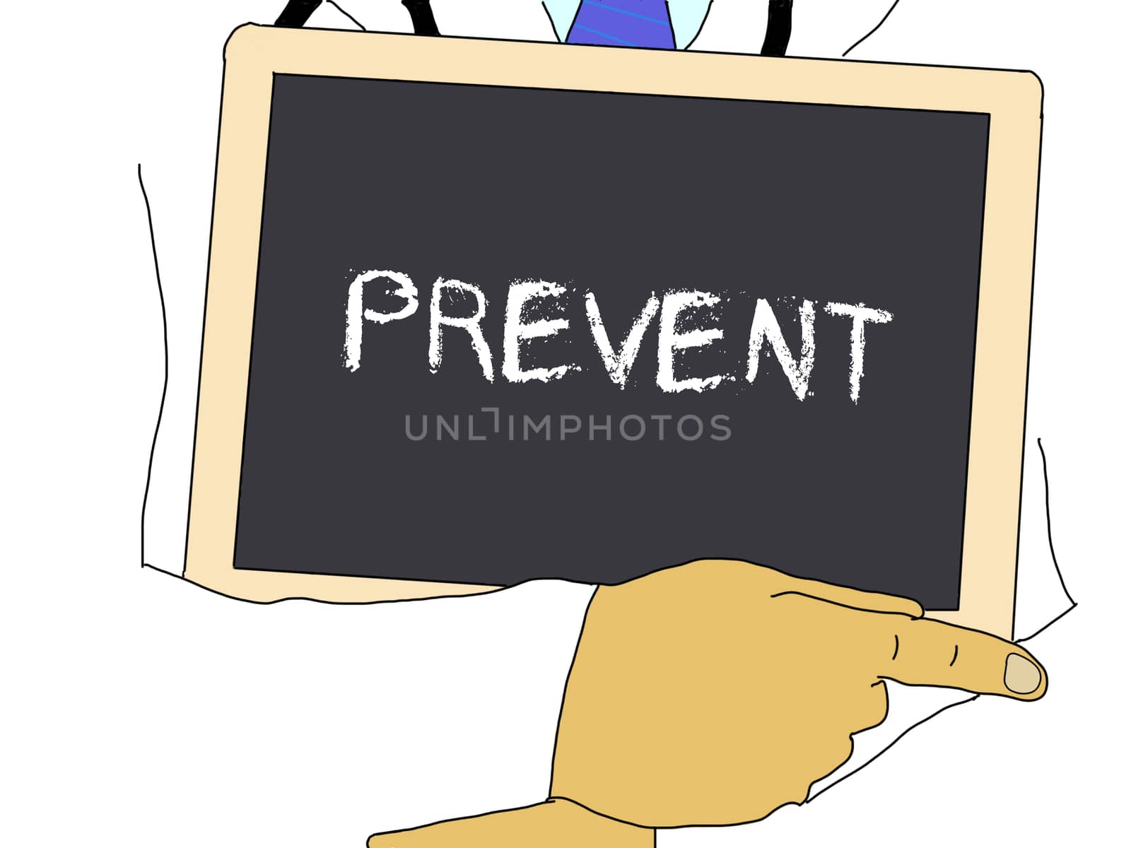 Illustration: Doctor shows information: prevent