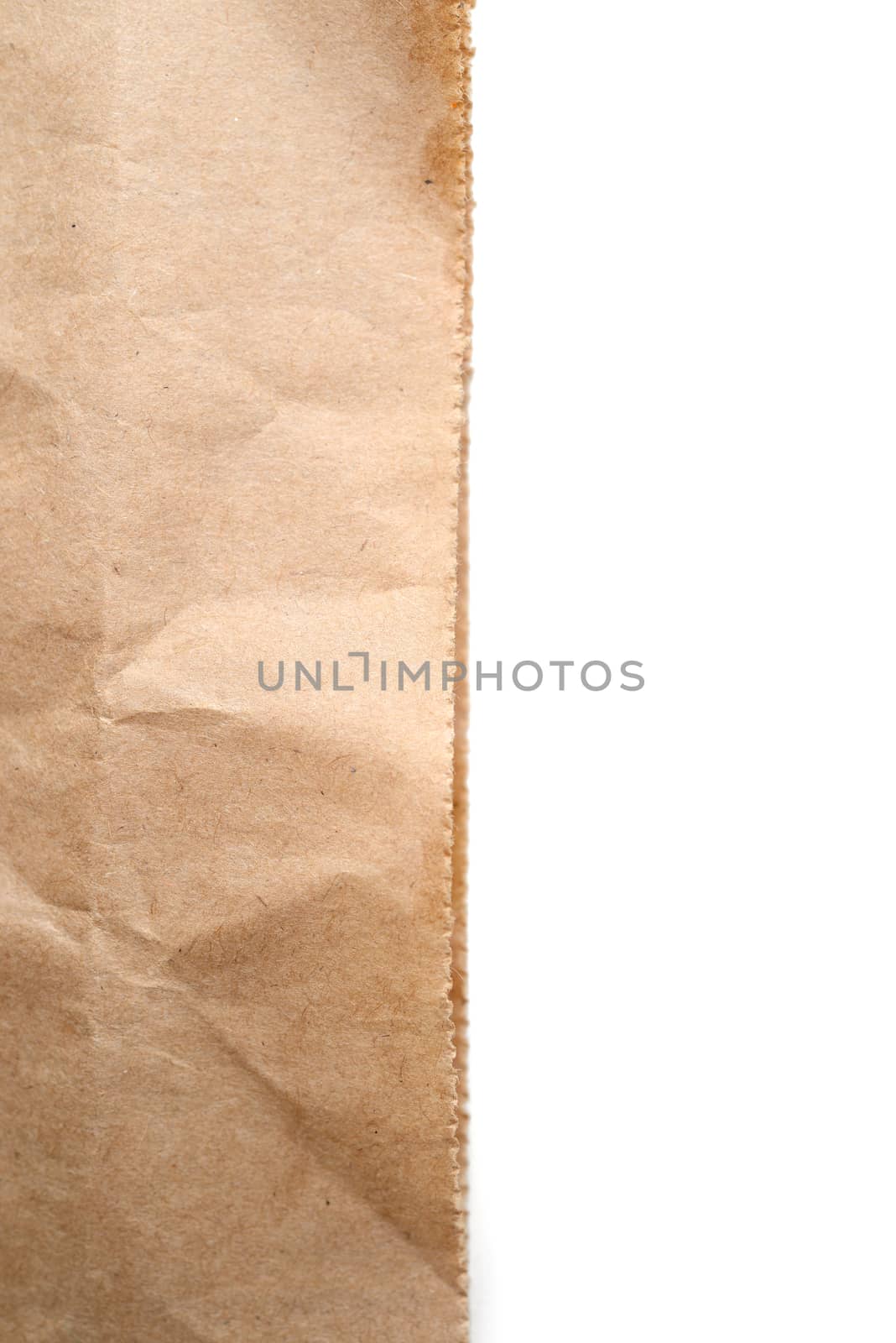 half brown paper with white background