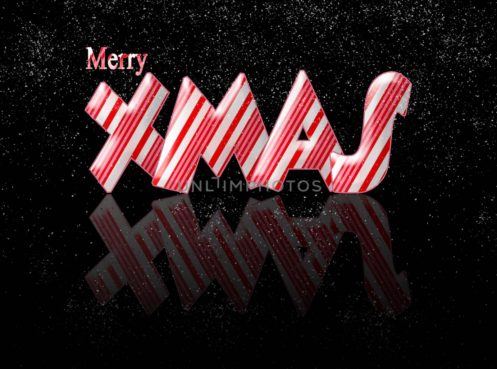 Candy cane merry Xmas Christmas with reflection