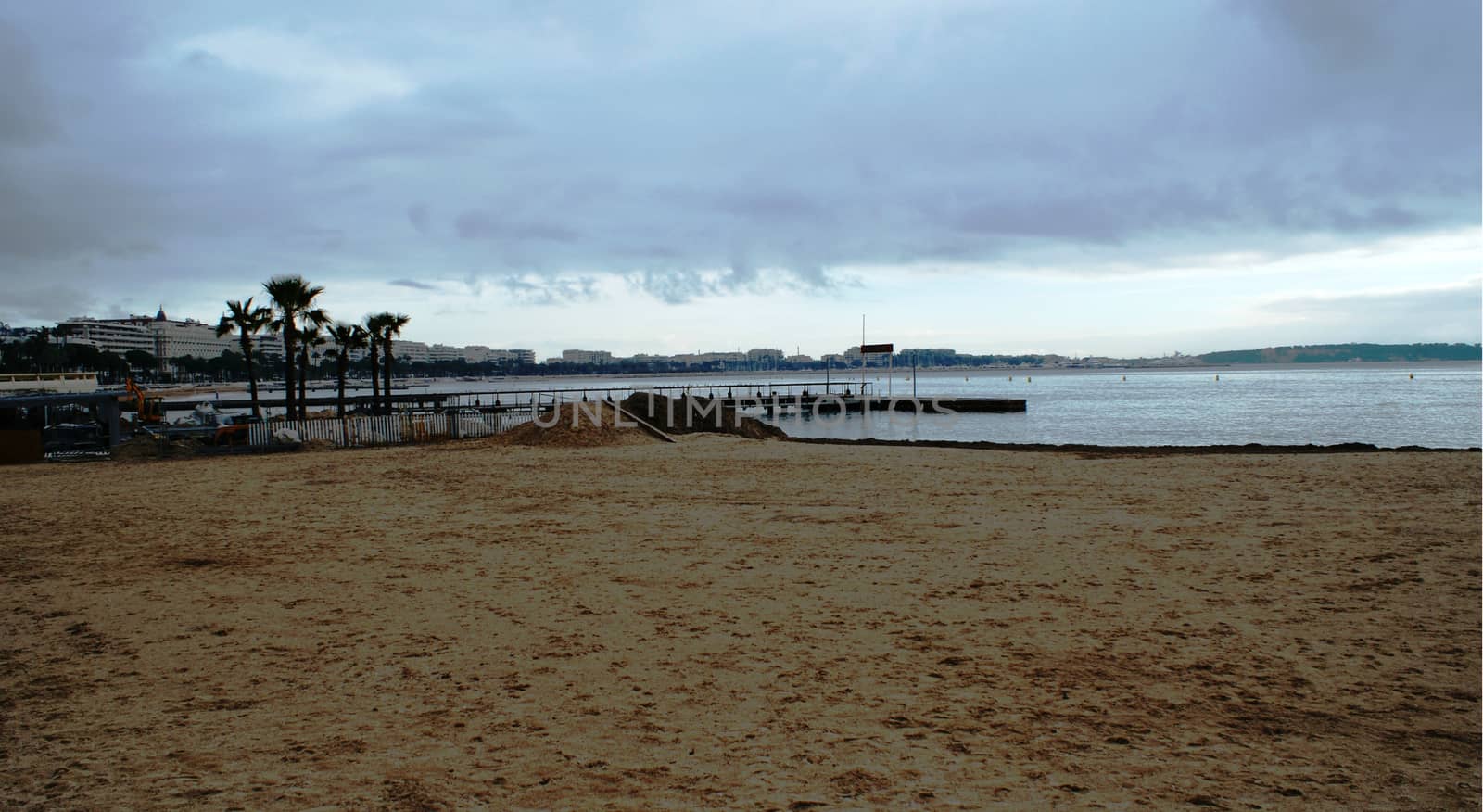 Sandy Beach in Cannes, France, Mediterranean sea