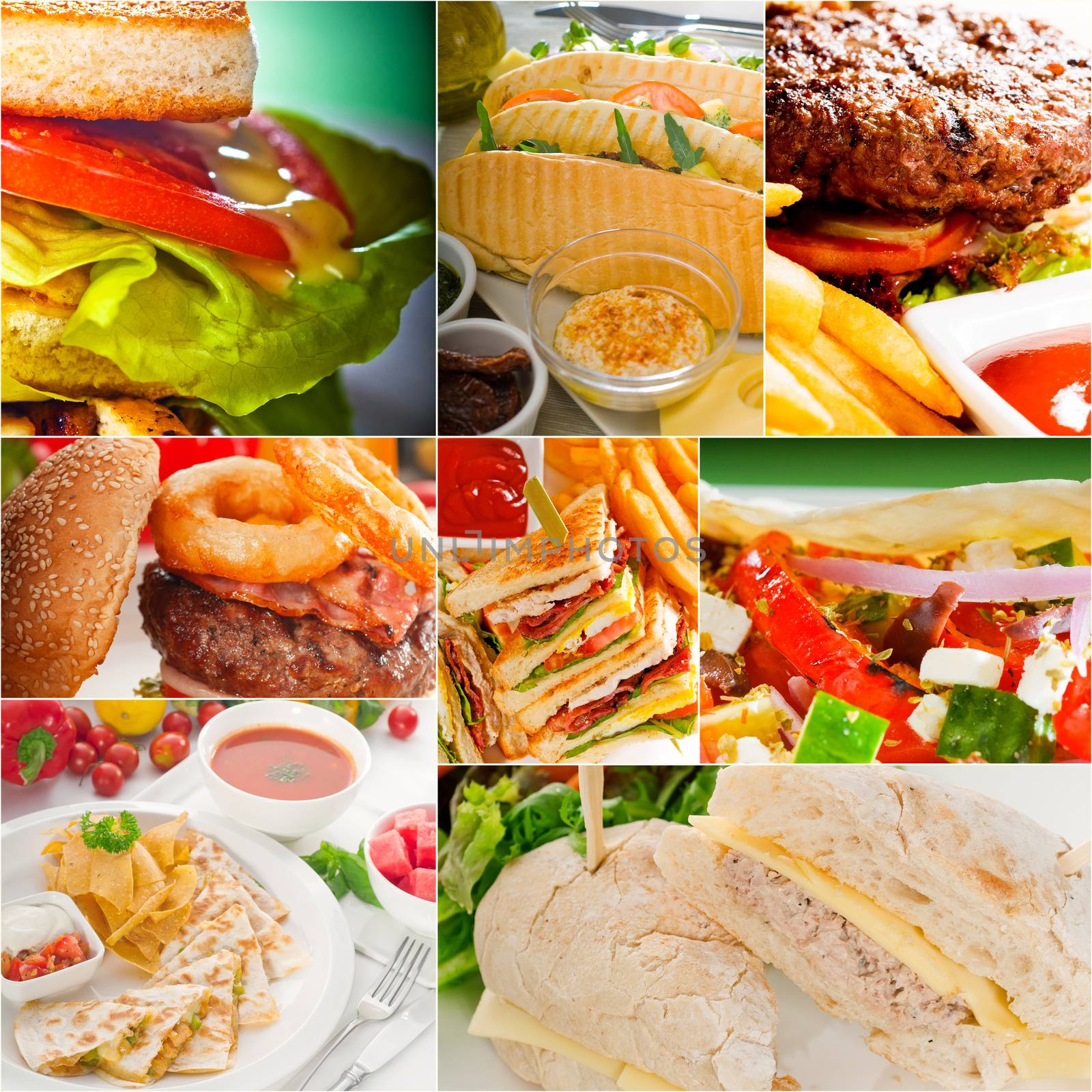 burgers and sandwiches collection on a collage by keko64