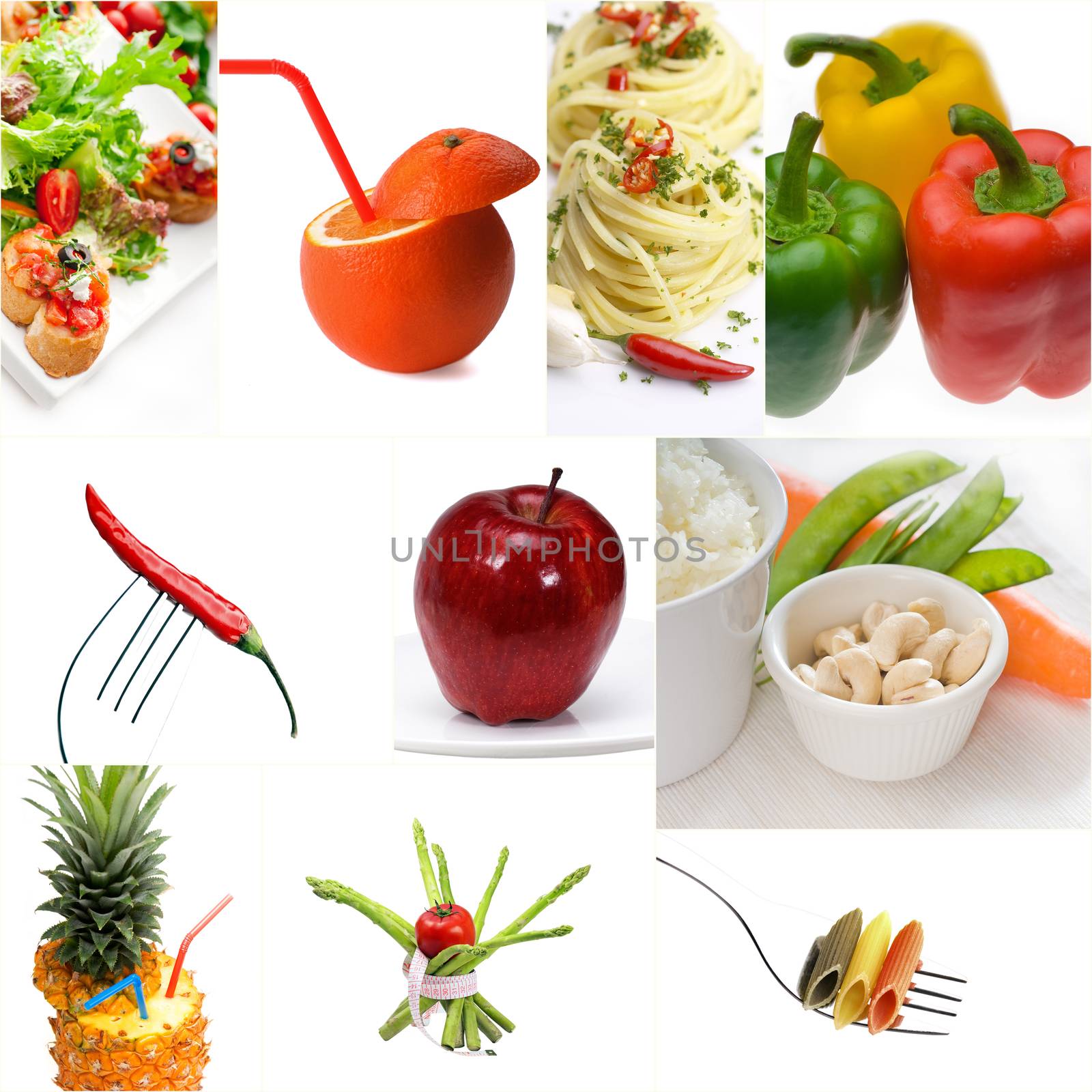 Organic Vegetarian Vegan food collage  bright mood by keko64