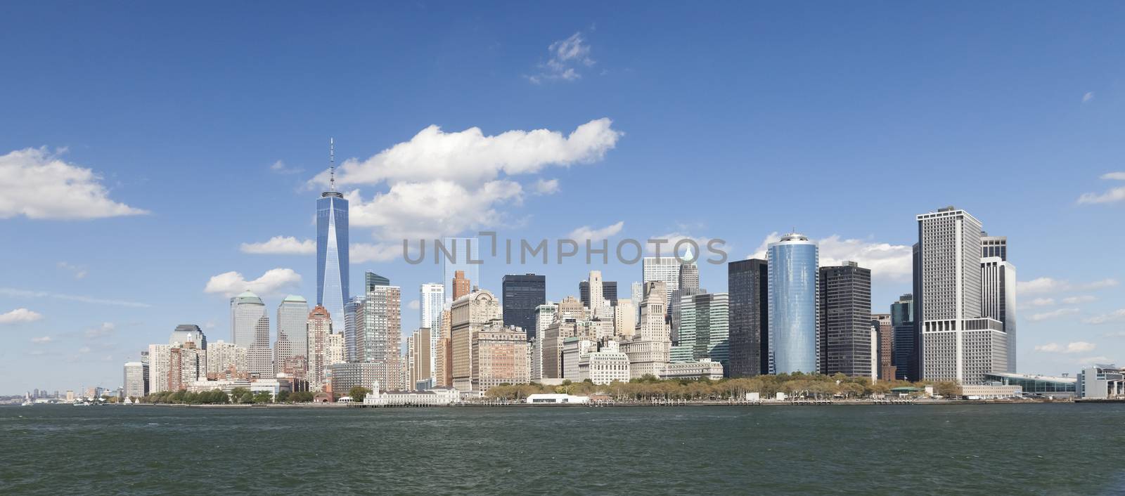 The New York City skyline at afternoon w the Freedom tower 2014