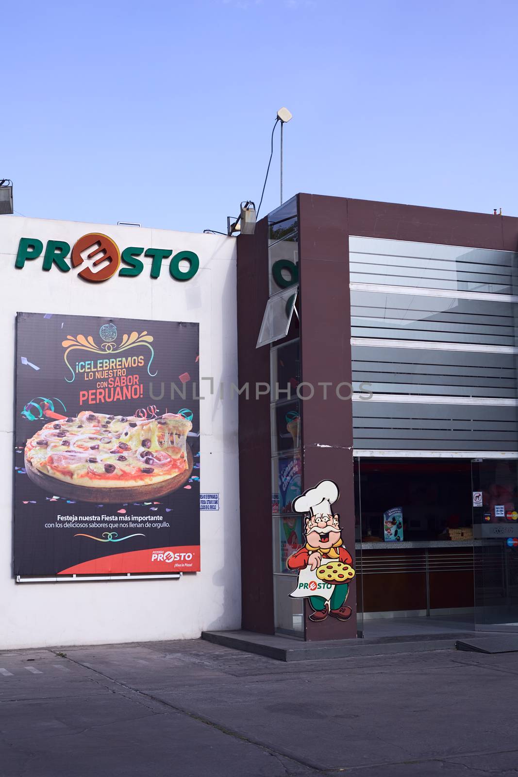 AREQUIPA, PERU - SEPTEMBER 7, 2014: Presto pizzeria on Ejercito avenue on September 7, 2014 in Arequipa, Peru 