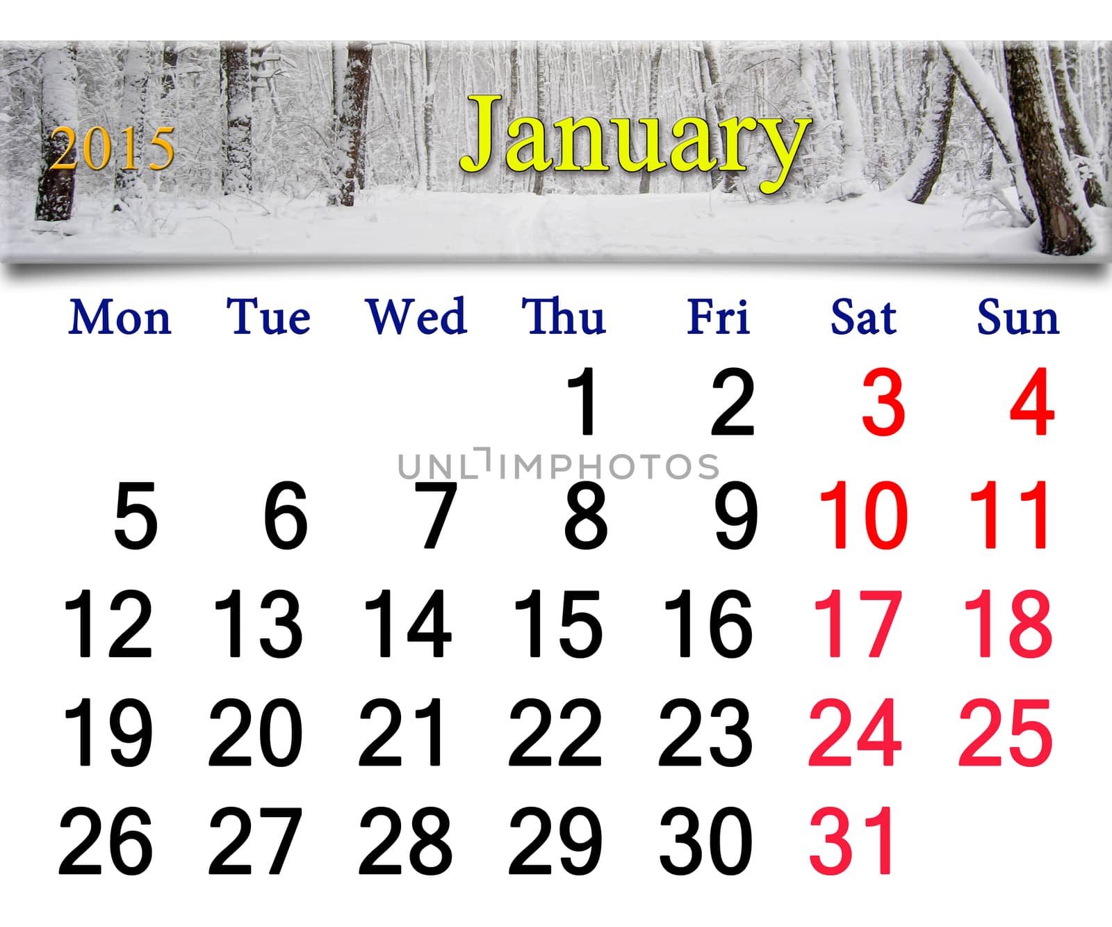 calendar for the January of 2015 by alexmak