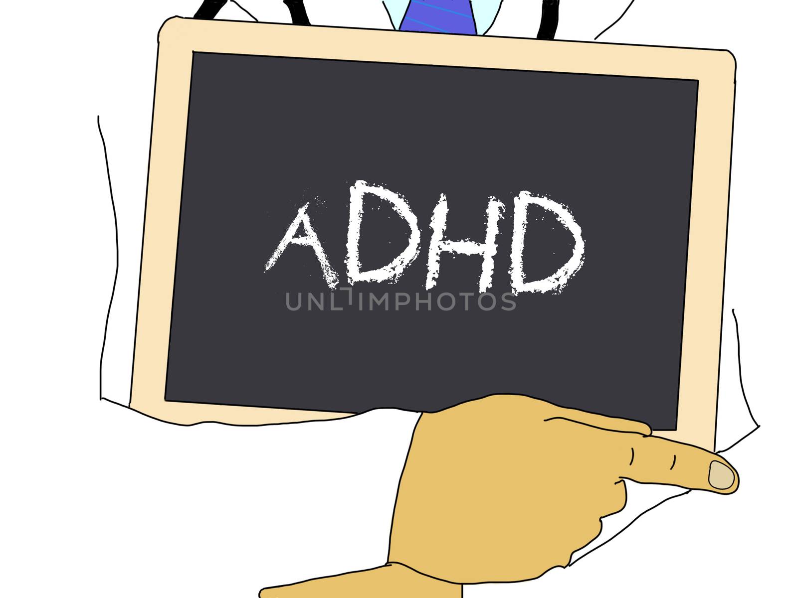 Illustration: Doctor shows information: adhd
