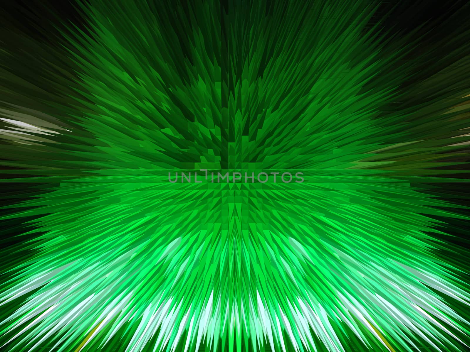 green abstract background with sharp and transparent thorns