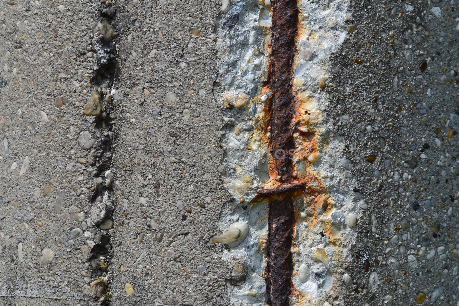 rusty steel rebars in old concrete by Ahojdoma