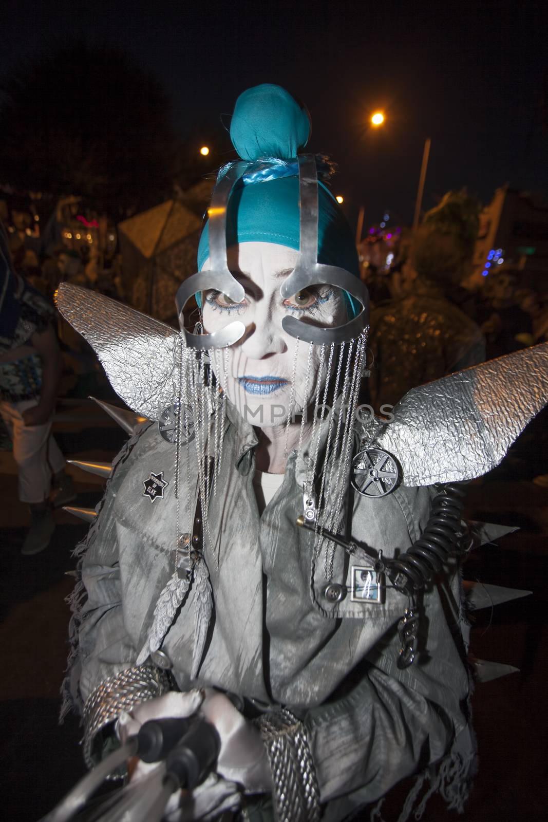 Street Performer in Dia De Los Muertos Procession by Creatista