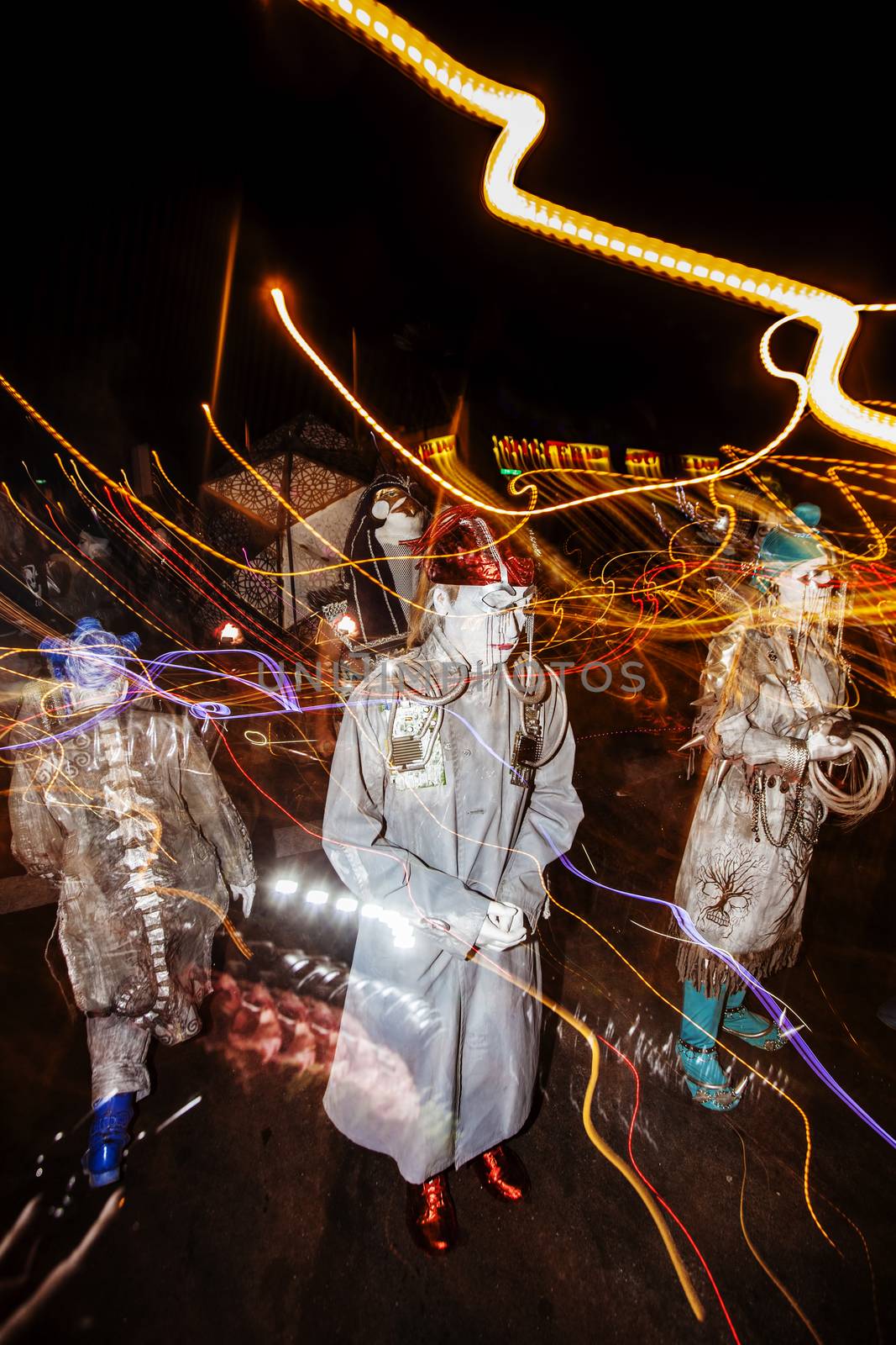 TUCSON, AZ/USA - NOVEMBER 09: Effect shot of unidentified performers at the All Souls Procession on November 09, 2014 in Tucson, AZ, USA.