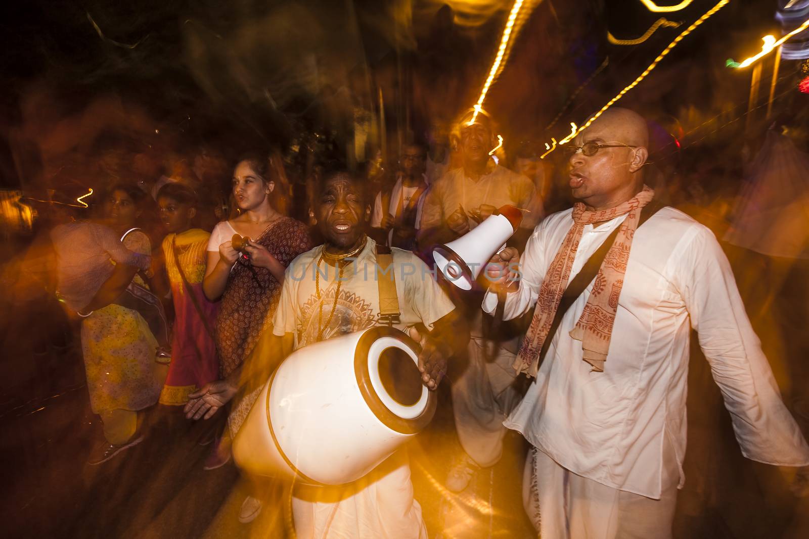 TUCSON, AZ/USA - NOVEMBER 09: Unidentified Hare Krishna performers at the All Souls Procession on November 09, 2014 in Tucson, AZ, USA.