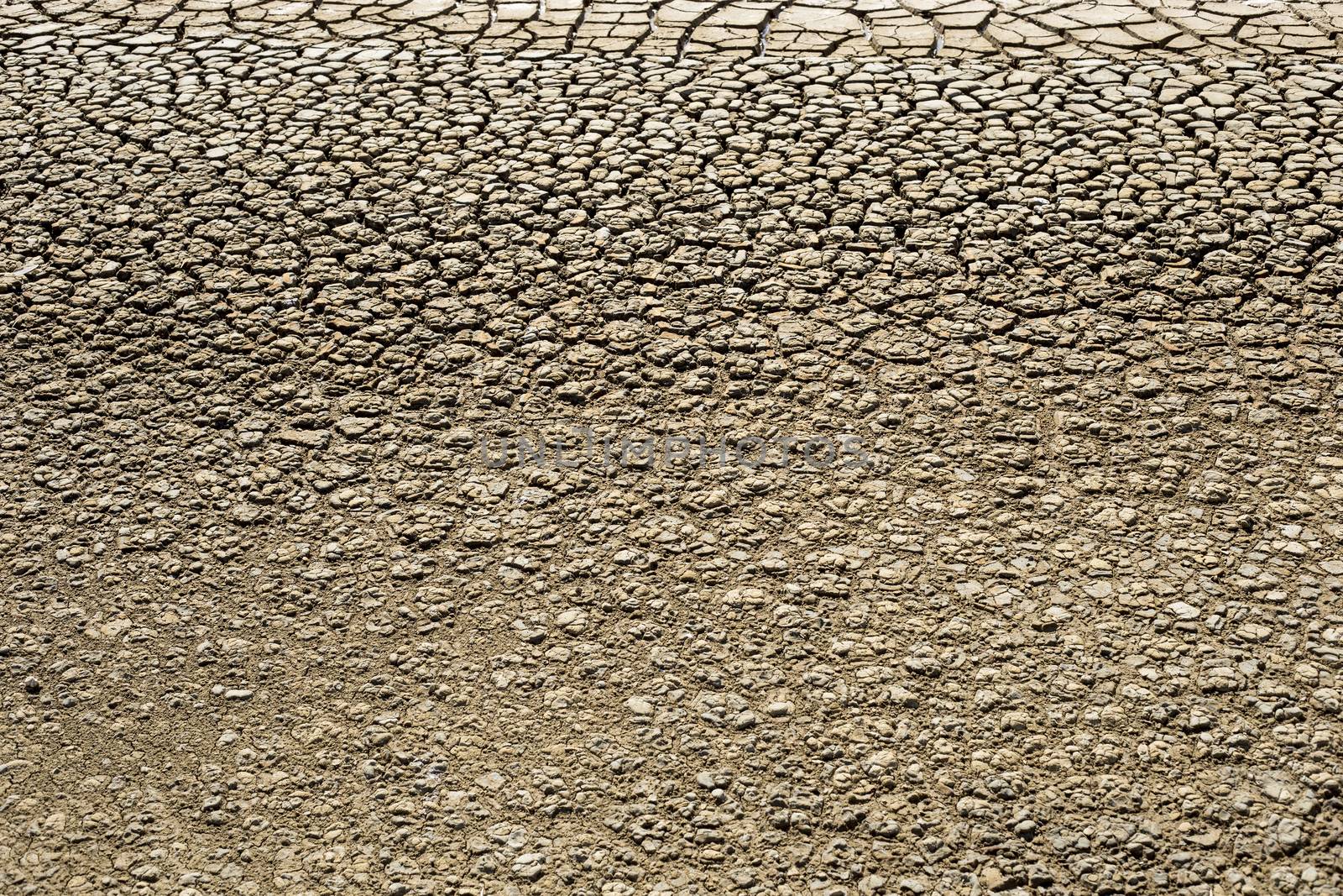 Texture of a cracked mud on a salt farm.