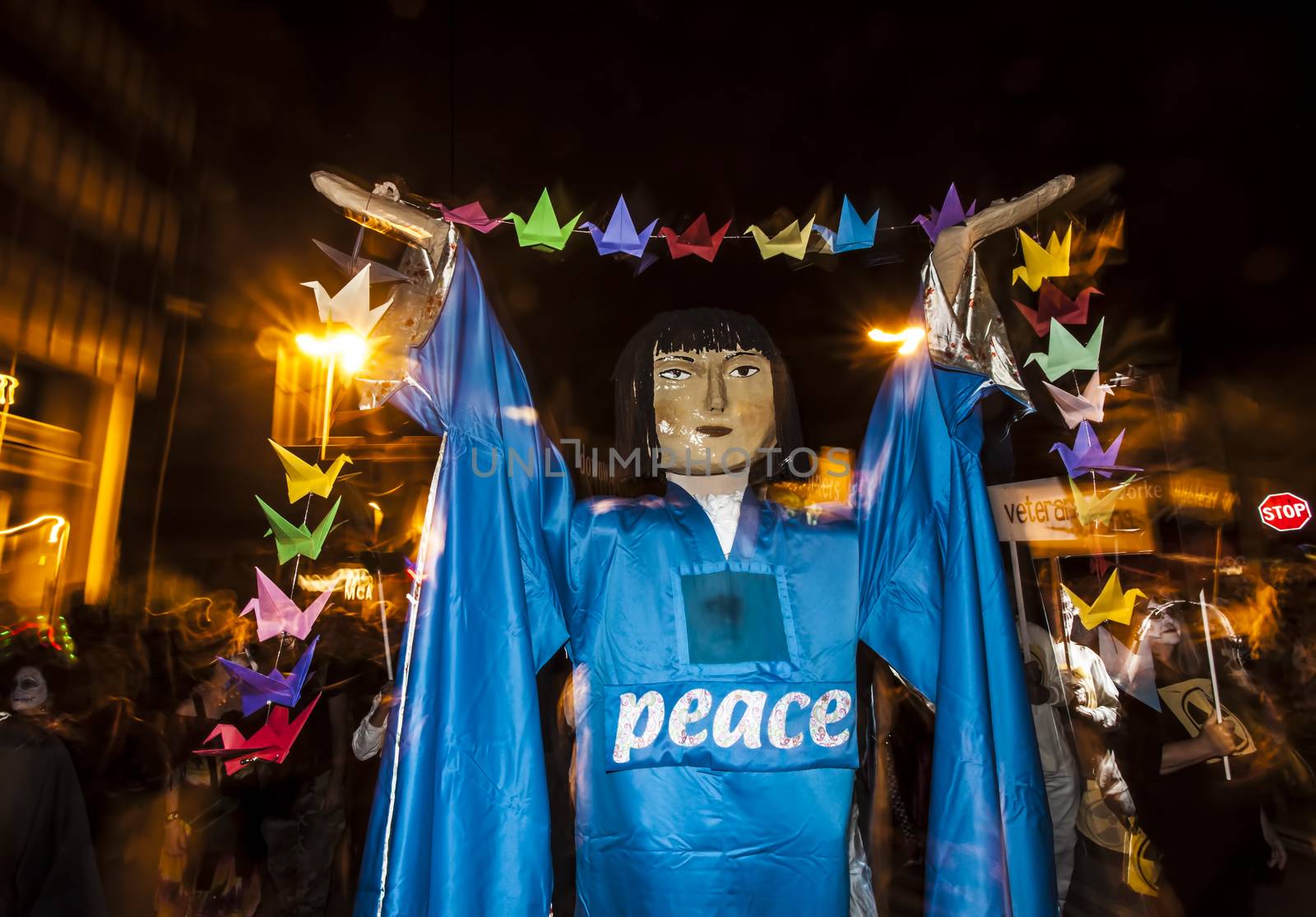 TUCSON, AZ/USA - NOVEMBER 09: Unidentified people with large figure in the All Souls Procession on November 09, 2014 in Tucson, AZ, USA.