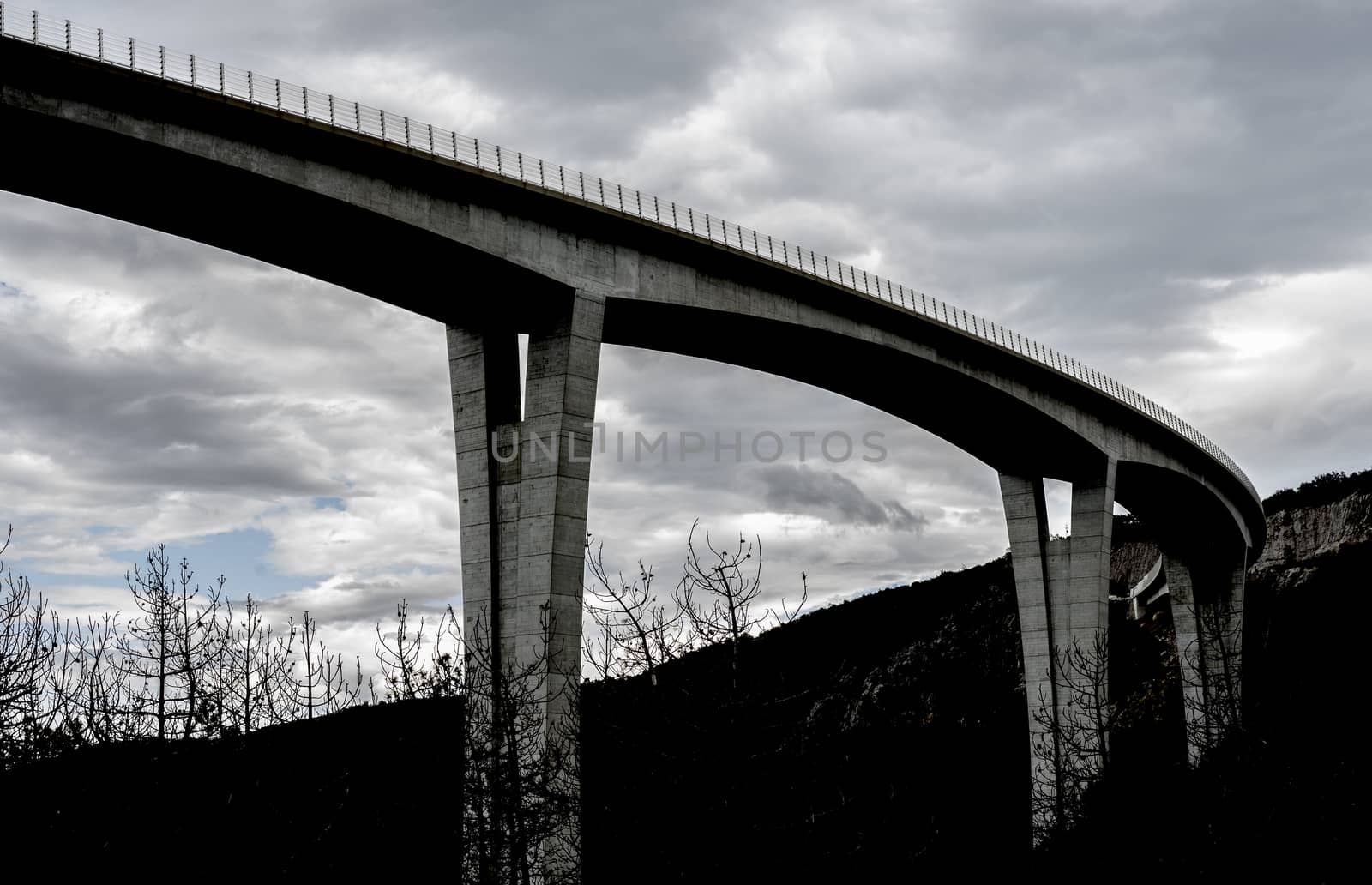 Dark highway overpass silhuette made in a program.