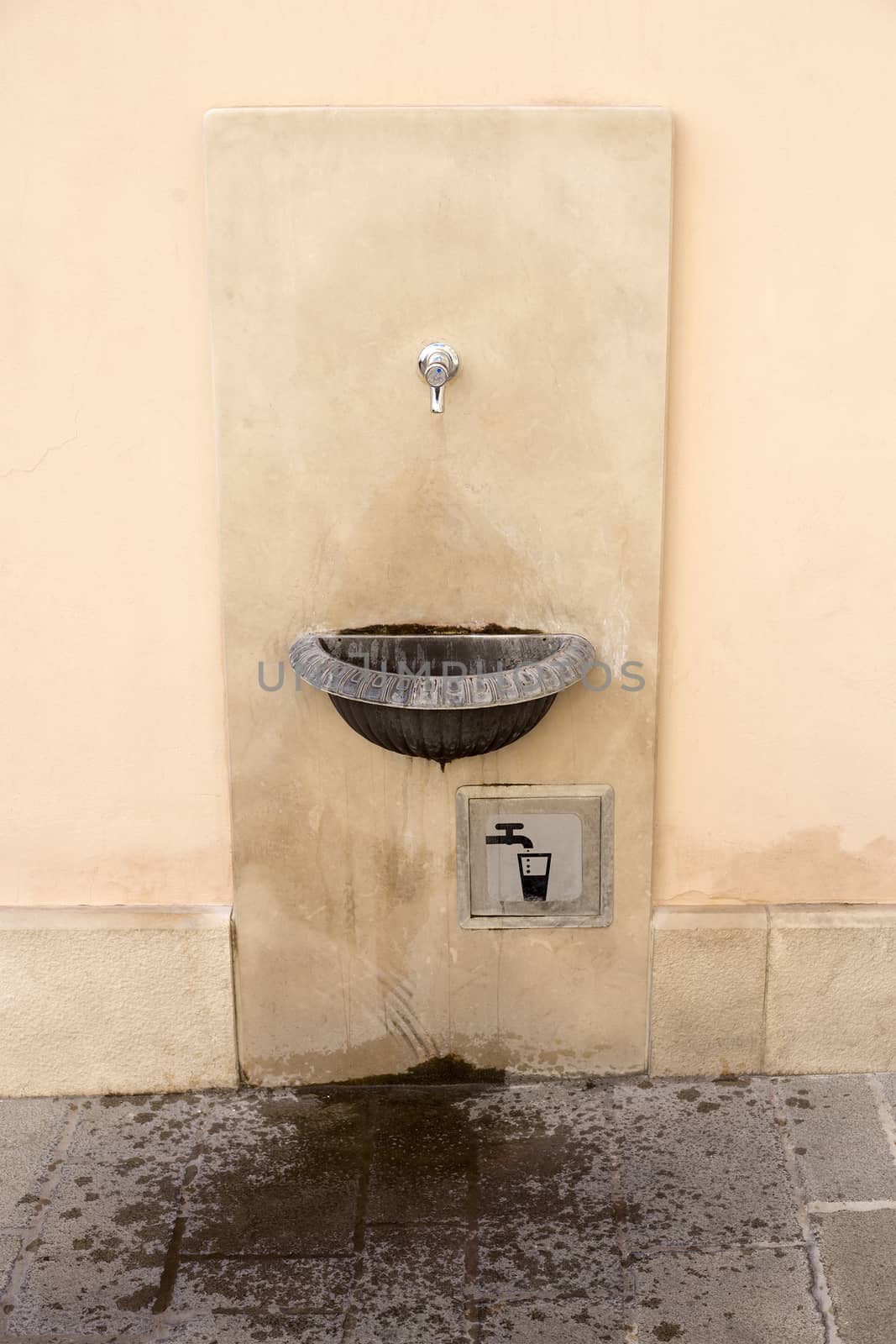 Public drinking water spot in Piran, Slovenia.