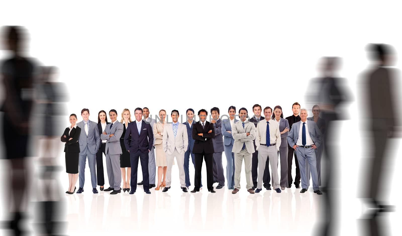 Composite image of business people standing up by Wavebreakmedia
