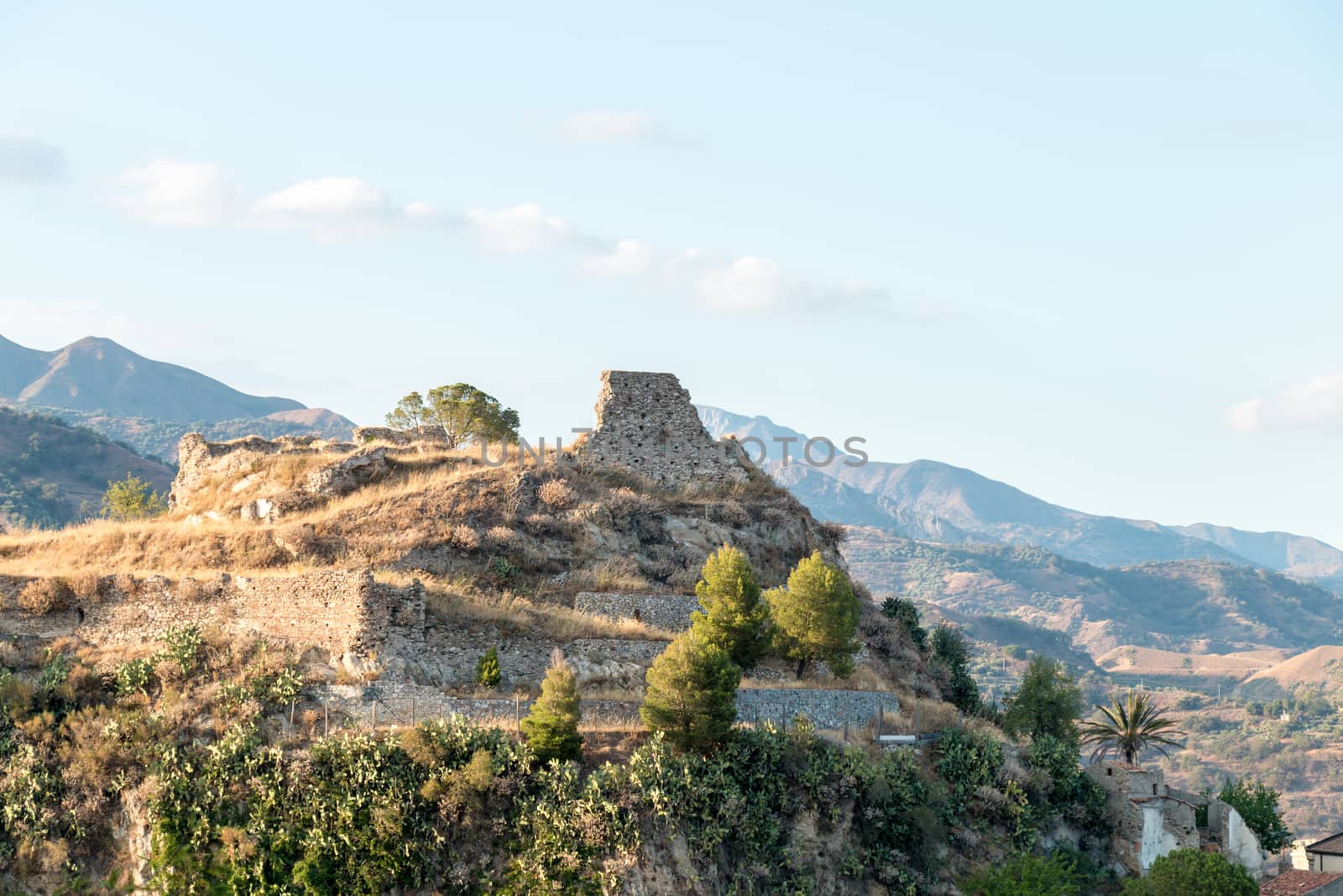 Castle ruin in a small sicilian village