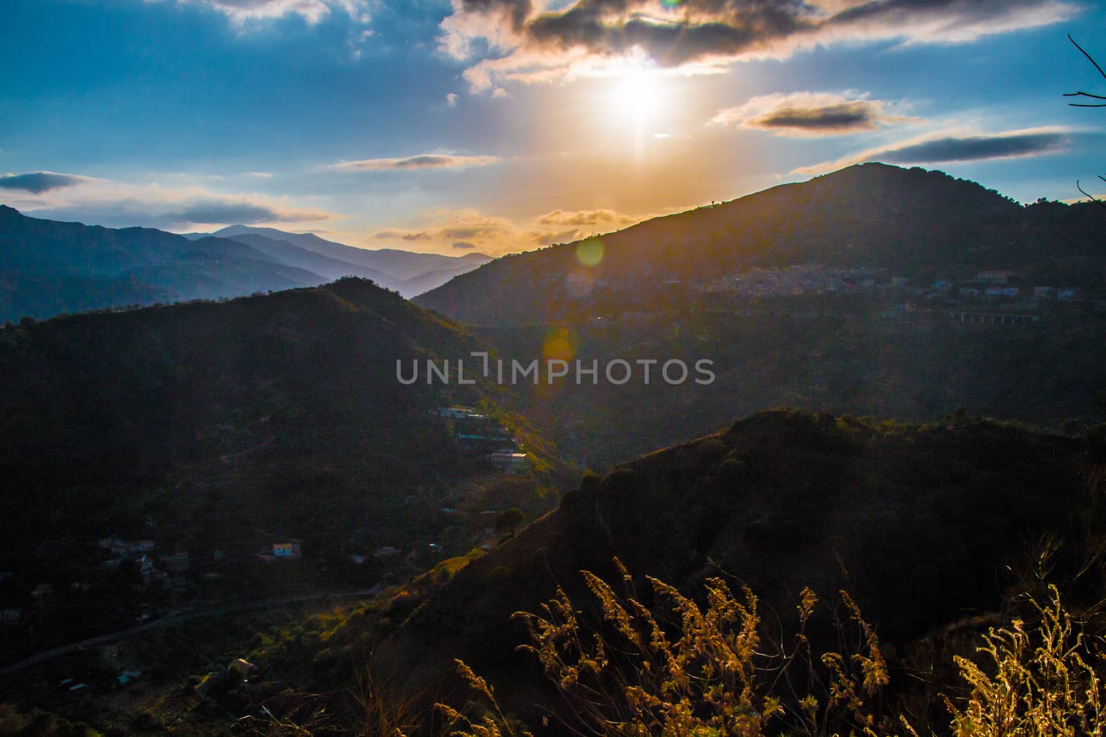 Dramatic panorama at sunset in eastern Sicily