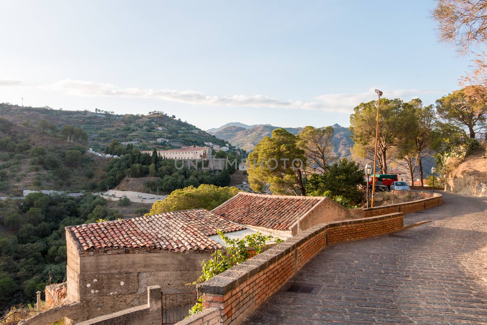 Panoramic road in Savoca small Sicilian town