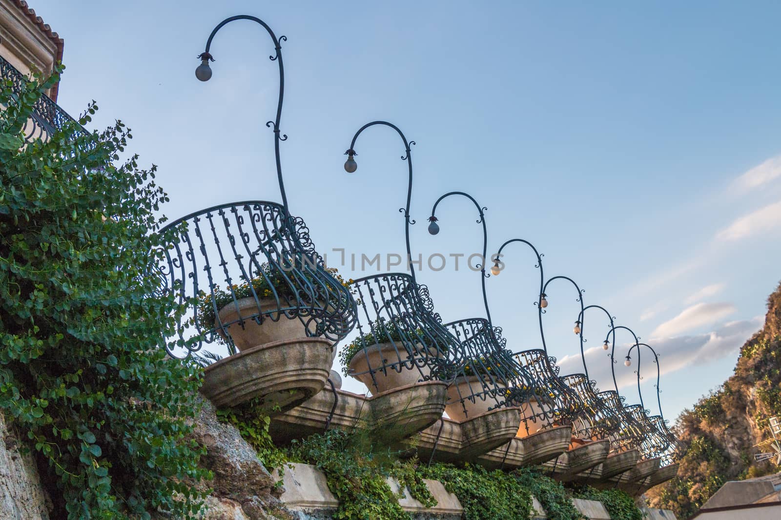 Very beautiful Balconies round with lamps a