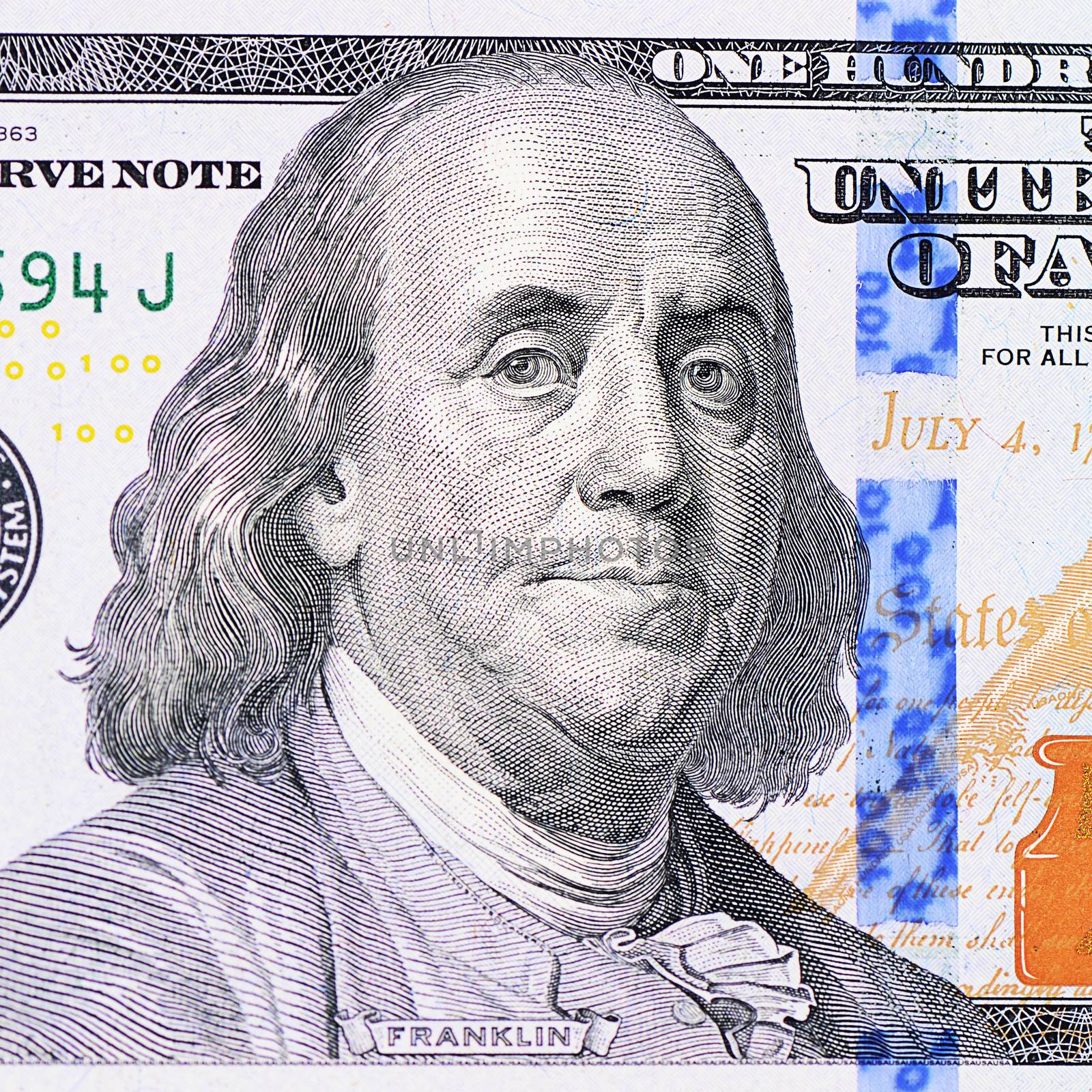 The face of Franklin the dollar bill