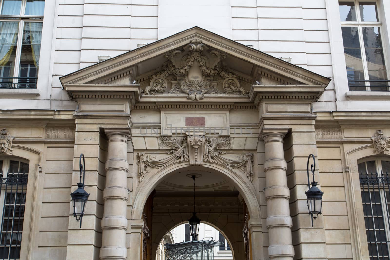 The entrance of the Elysee Palace, the official residence of the President of the French Republic