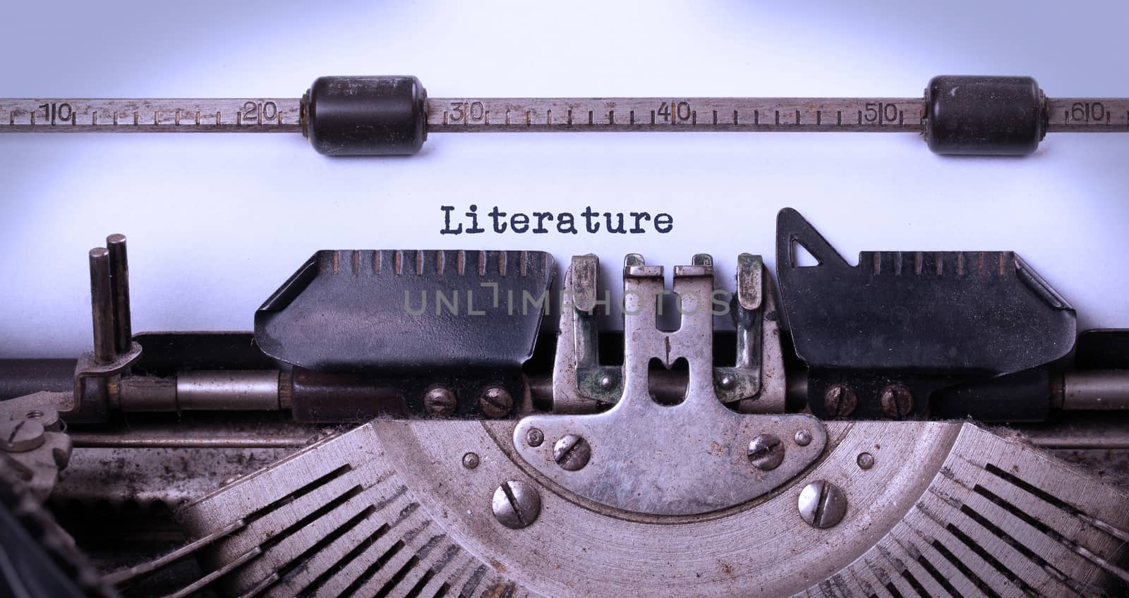 Vintage inscription made by old typewriter, literature