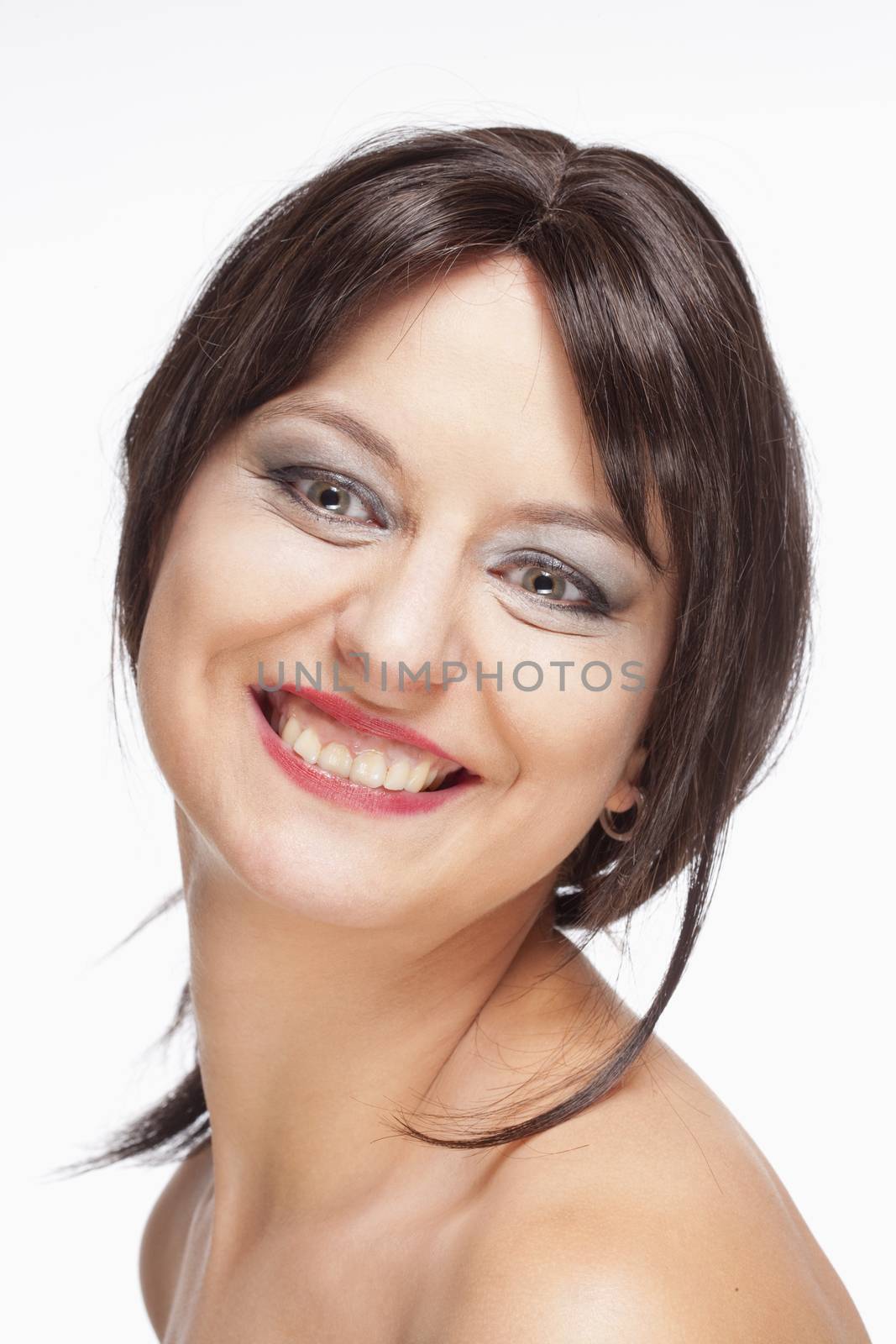 Young Woman with Brown Hair Smiling by courtyardpix