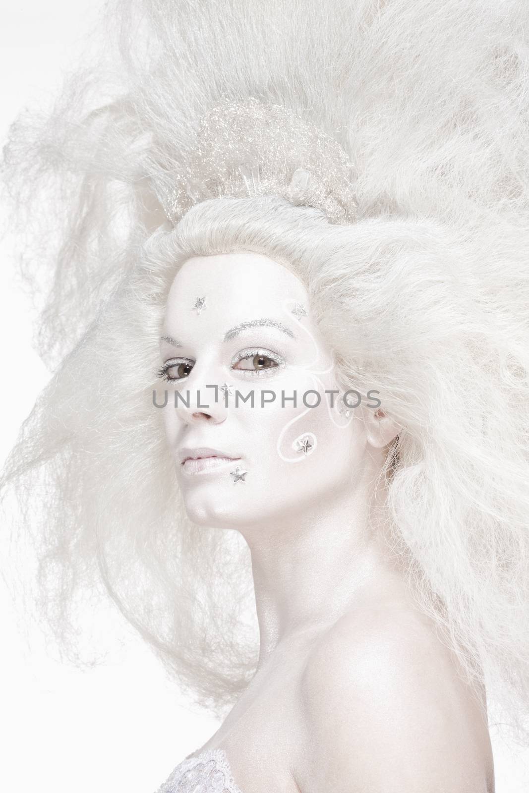 Woman with White Wig Posing as The Snow Queen by courtyardpix