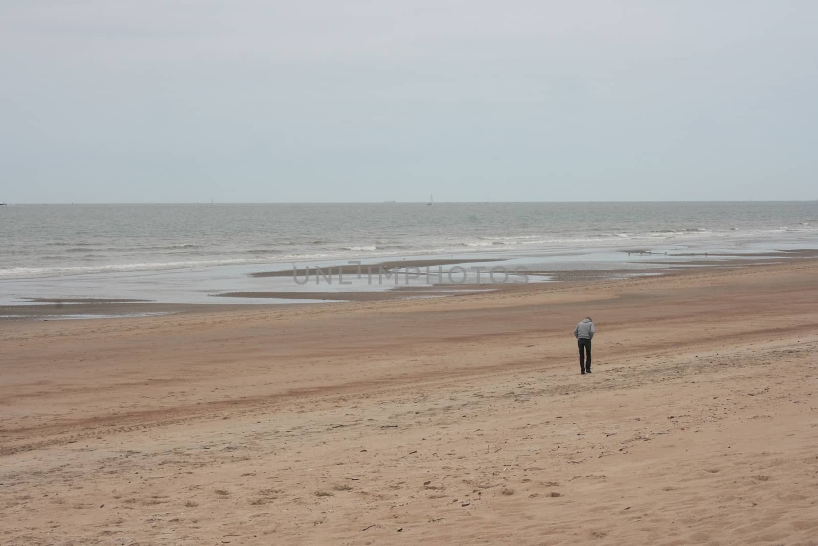 Waves with white crests inundate the sand beach