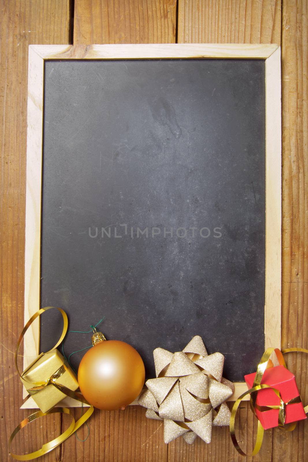 Decorative blackboard with space over wood 