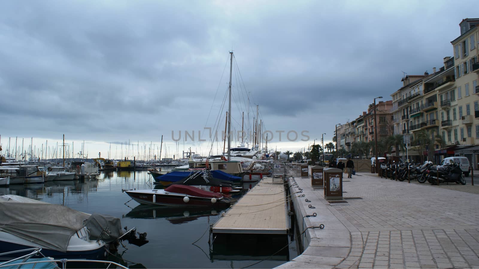 Harbour, port in Cannes, France, yacht on Mediterranean sea