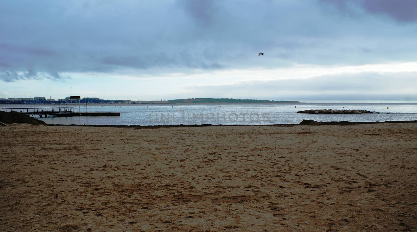 Beach in winter, autamn, without sunny and clouds