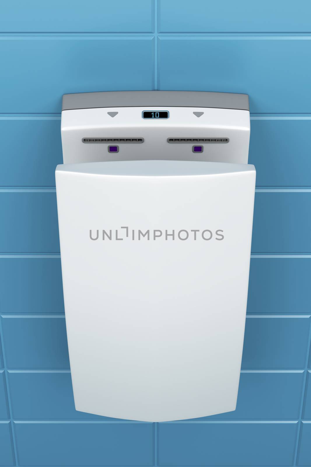 High speed vertical hand dryer in public toilet