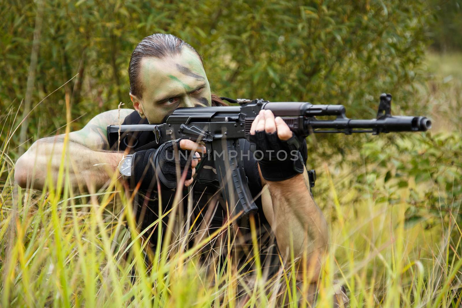 Army soldier with a gun