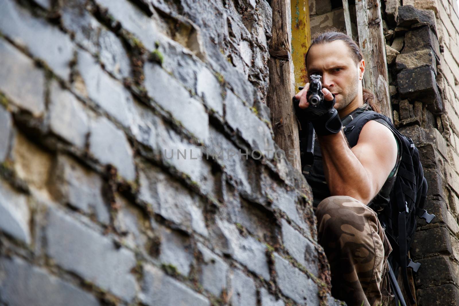 Army soldier with a gun