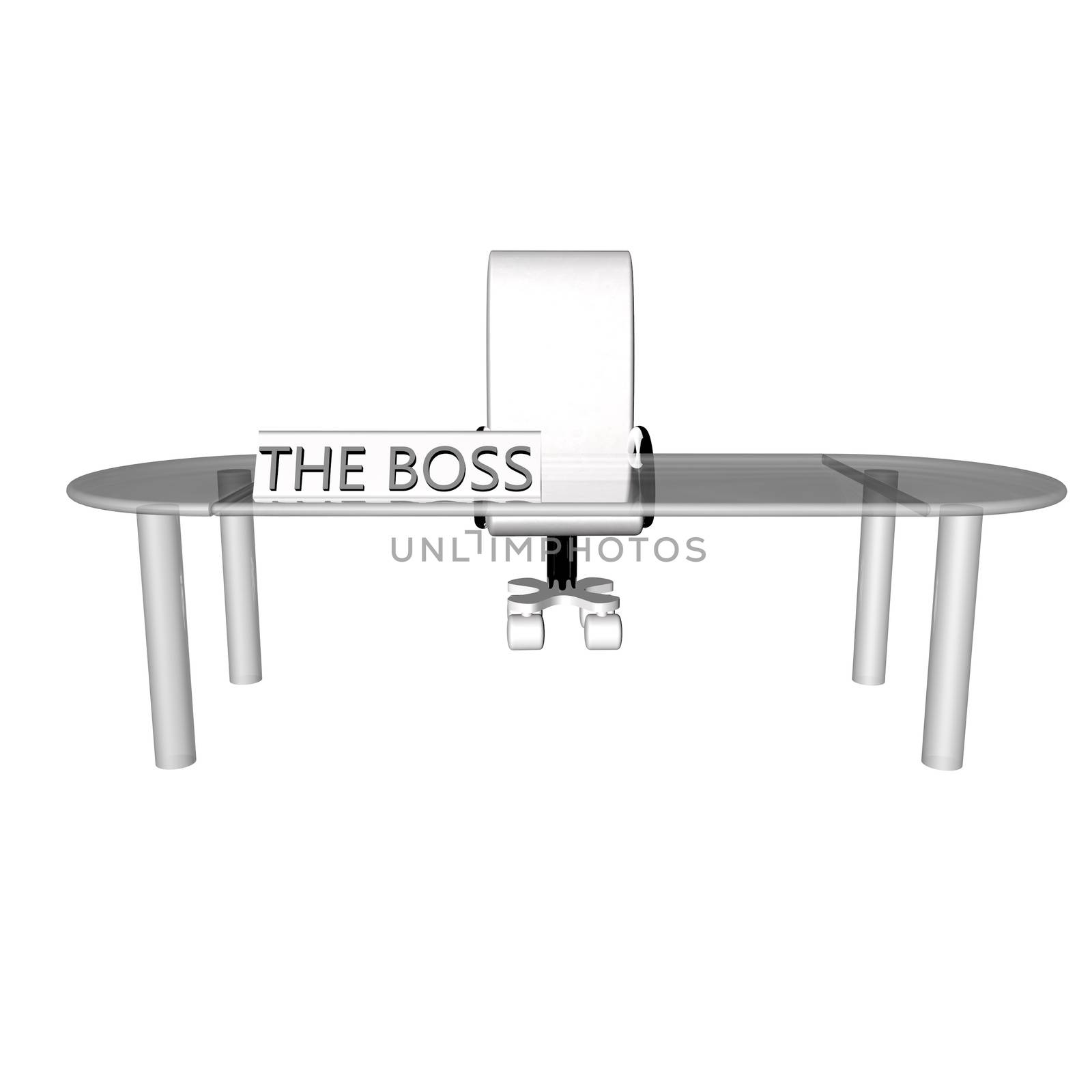The Boss desk, isolated over white, 3d render