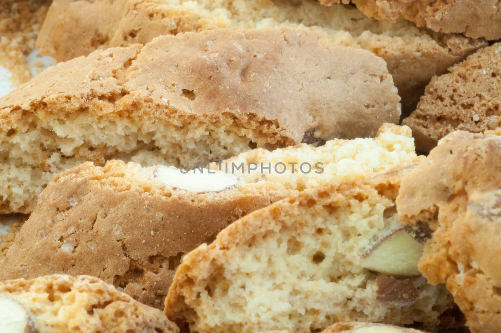 beautiful background of typical italian cookies: cantucci biscuits of Prato