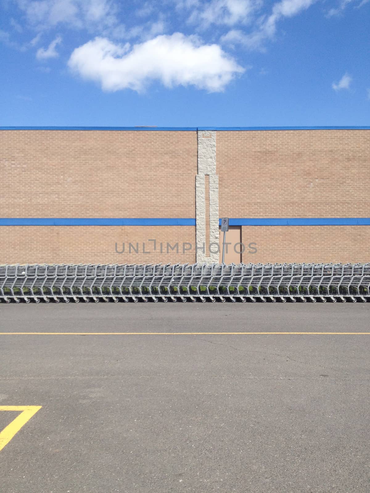 Shopping carts stored outside a store