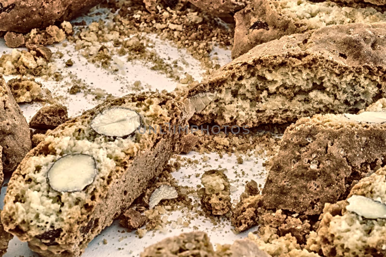 beautiful background of typical italian cookies: cantucci biscuits of Prato