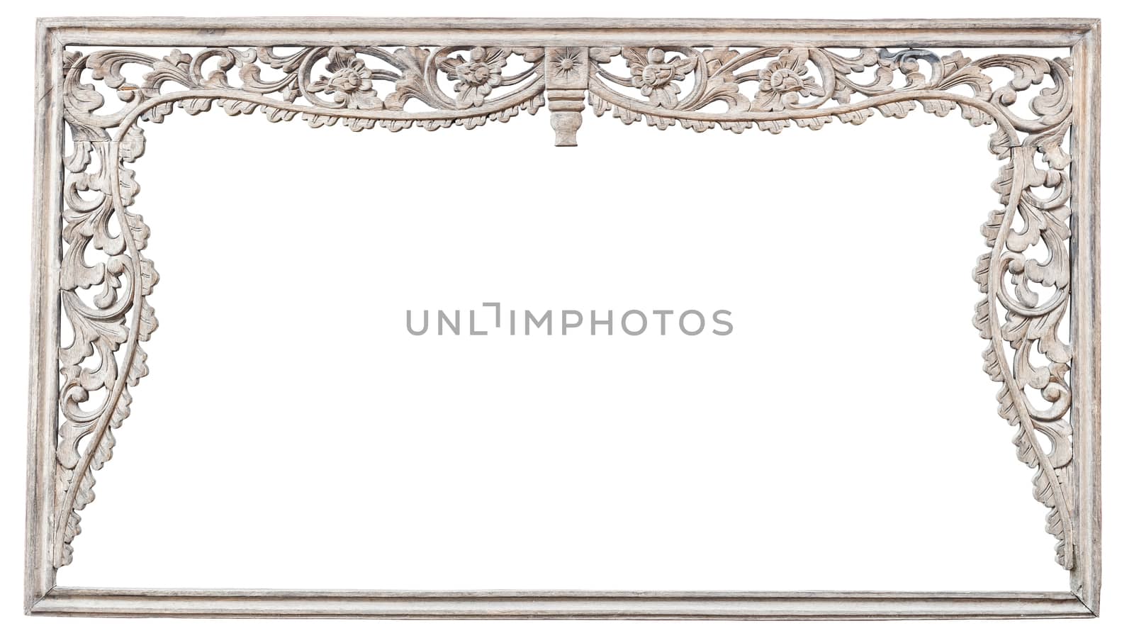 Pattern of wood frame carving isolated on white background