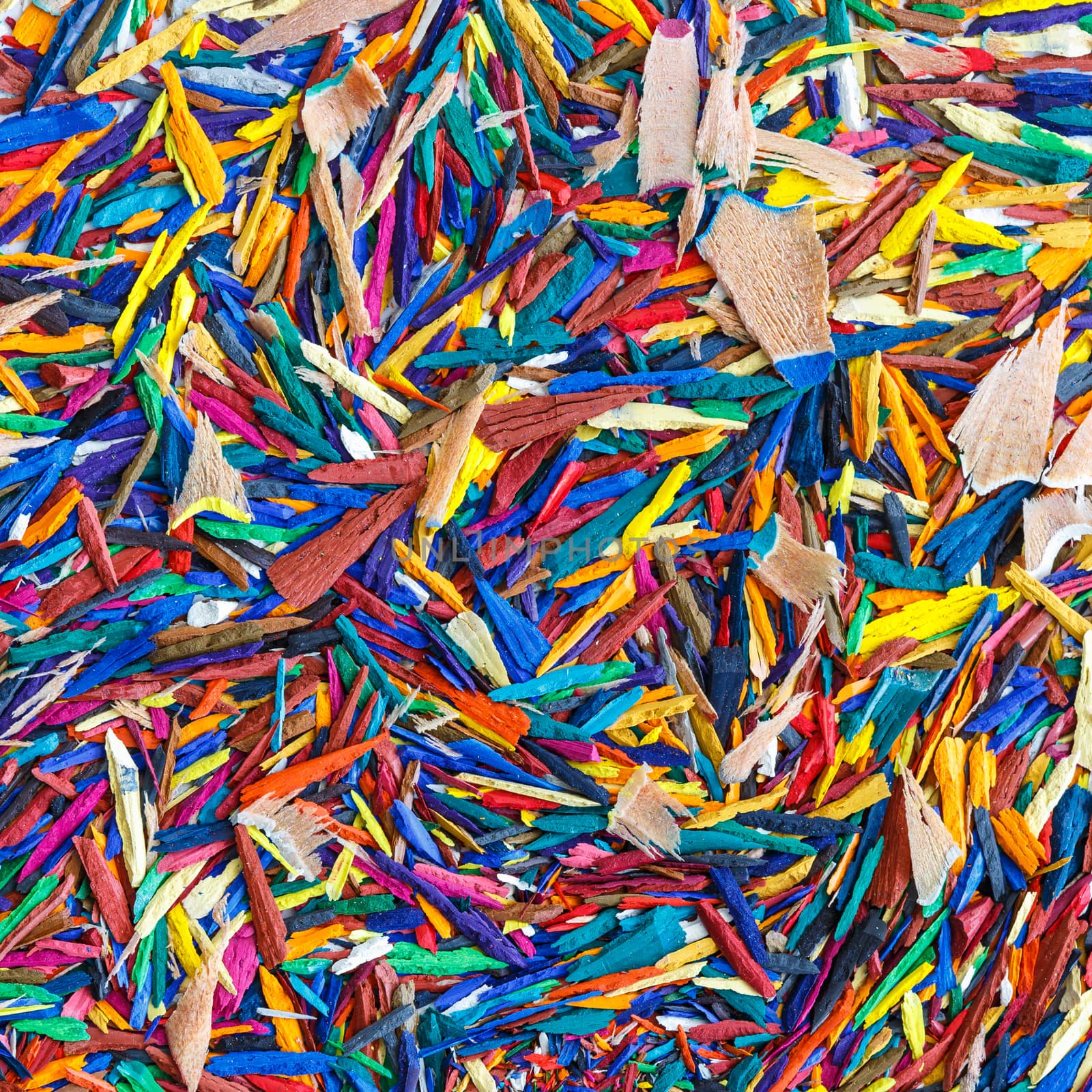 Close up colorful pencil shavings for background