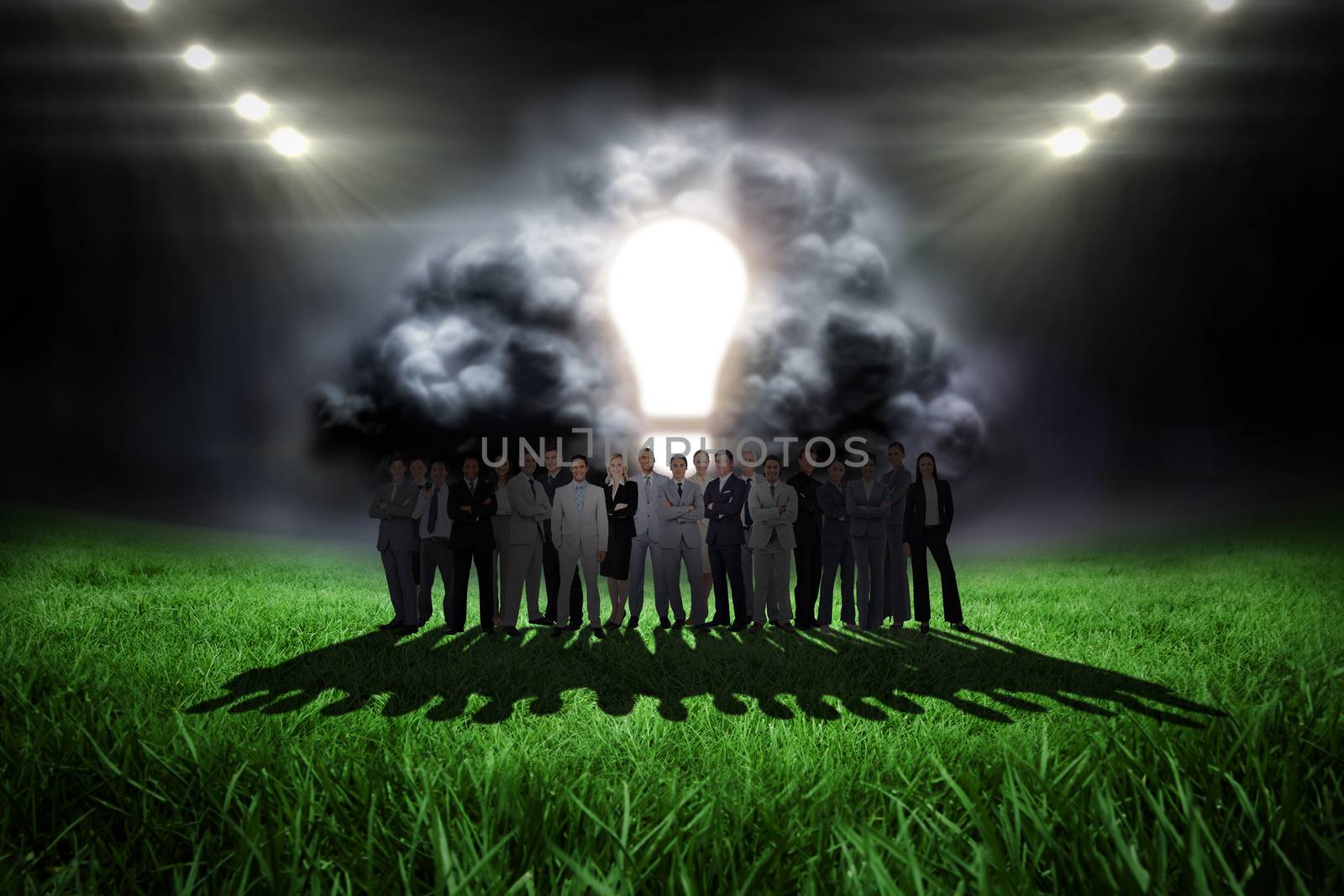 Composite image of business people standing up by Wavebreakmedia