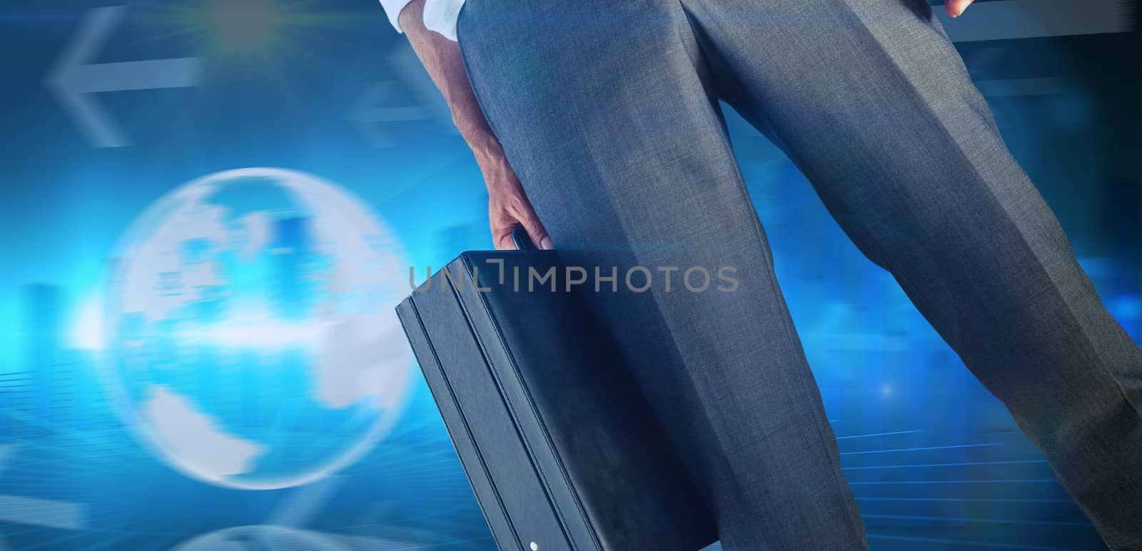 Composite image of businessman holding briefcase by Wavebreakmedia