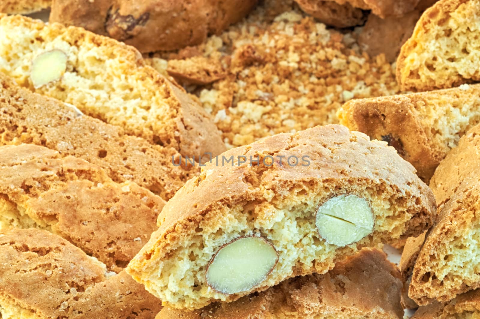 beautiful background of typical italian cookies: cantucci biscuits of Prato