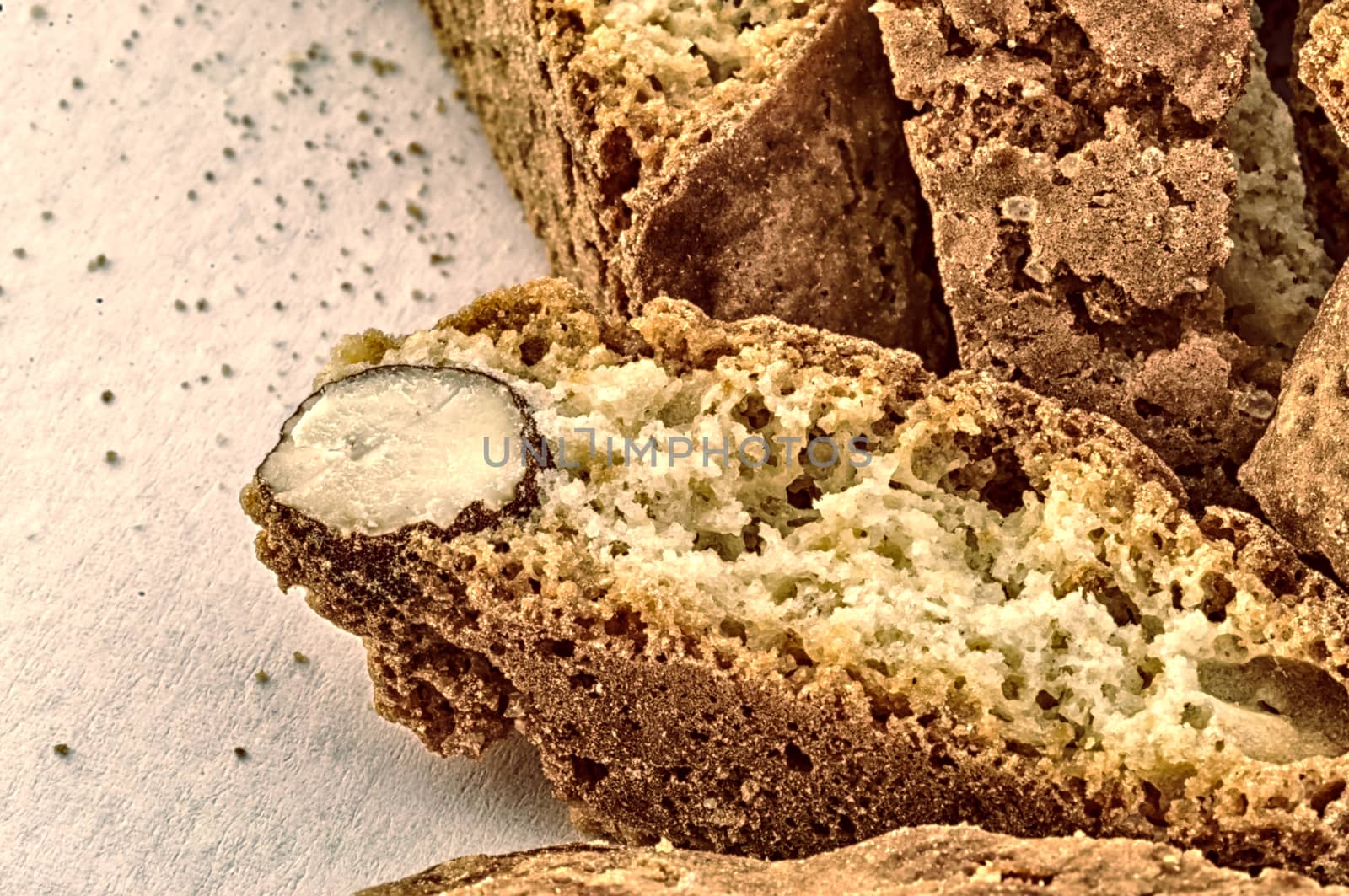 beautiful background of typical italian cookies: cantucci biscuits of Prato