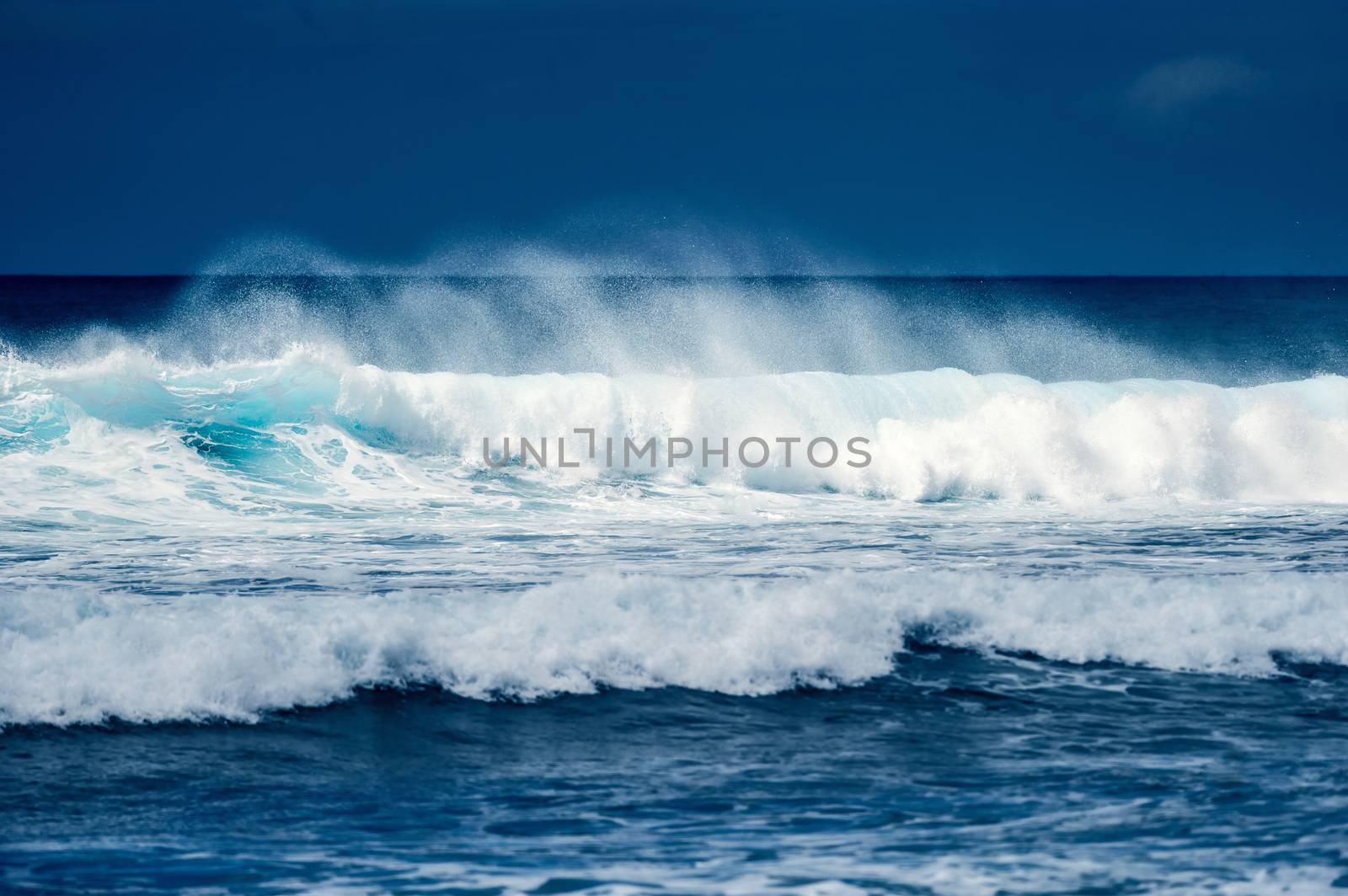 Tall waves on the surface of the ocean